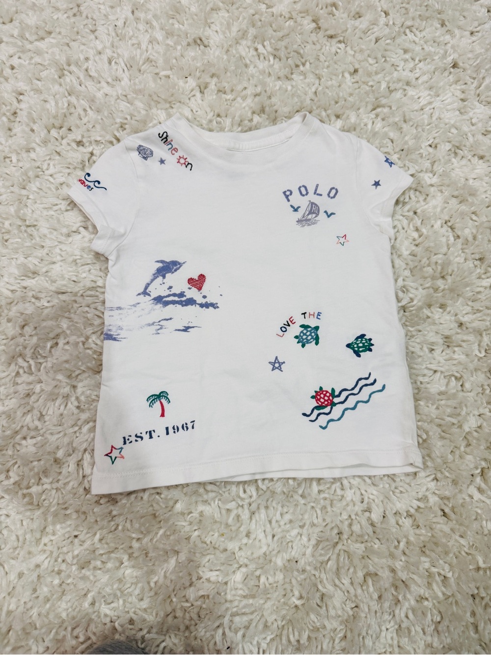 Polo Ralph Lauren Girls Ocean Graphic T-Shirt with embroidery– Size 4